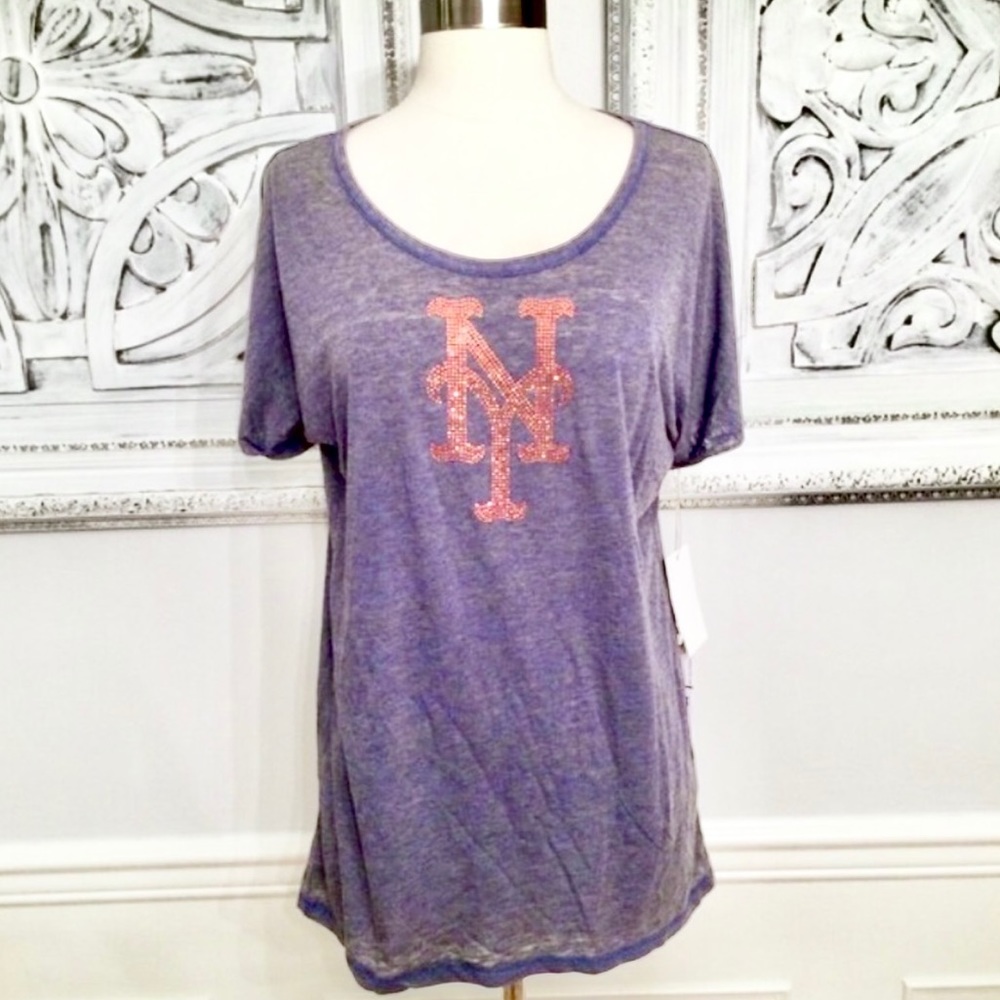 NY Mets Crystal Logo Tee Shirt Touch Alyssa Milano